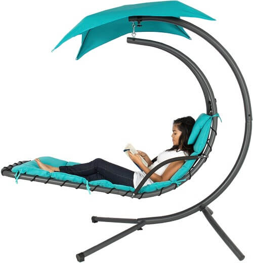 Best Choice Products Outdoor Hanging Curved Steel Chaise Lounge Chair Swing